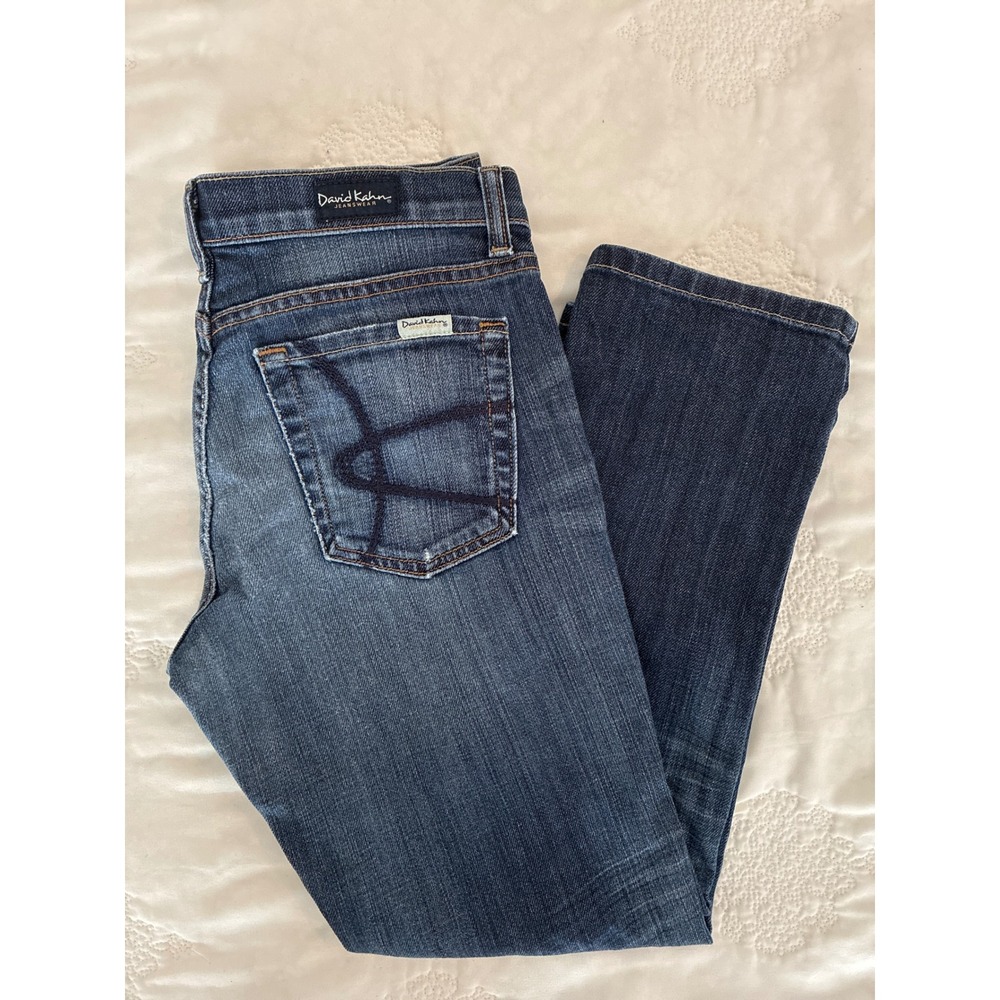David Kahn Jeanswear Womens Straight Leg Dark Wash Stretch Denim Jeans Size 28